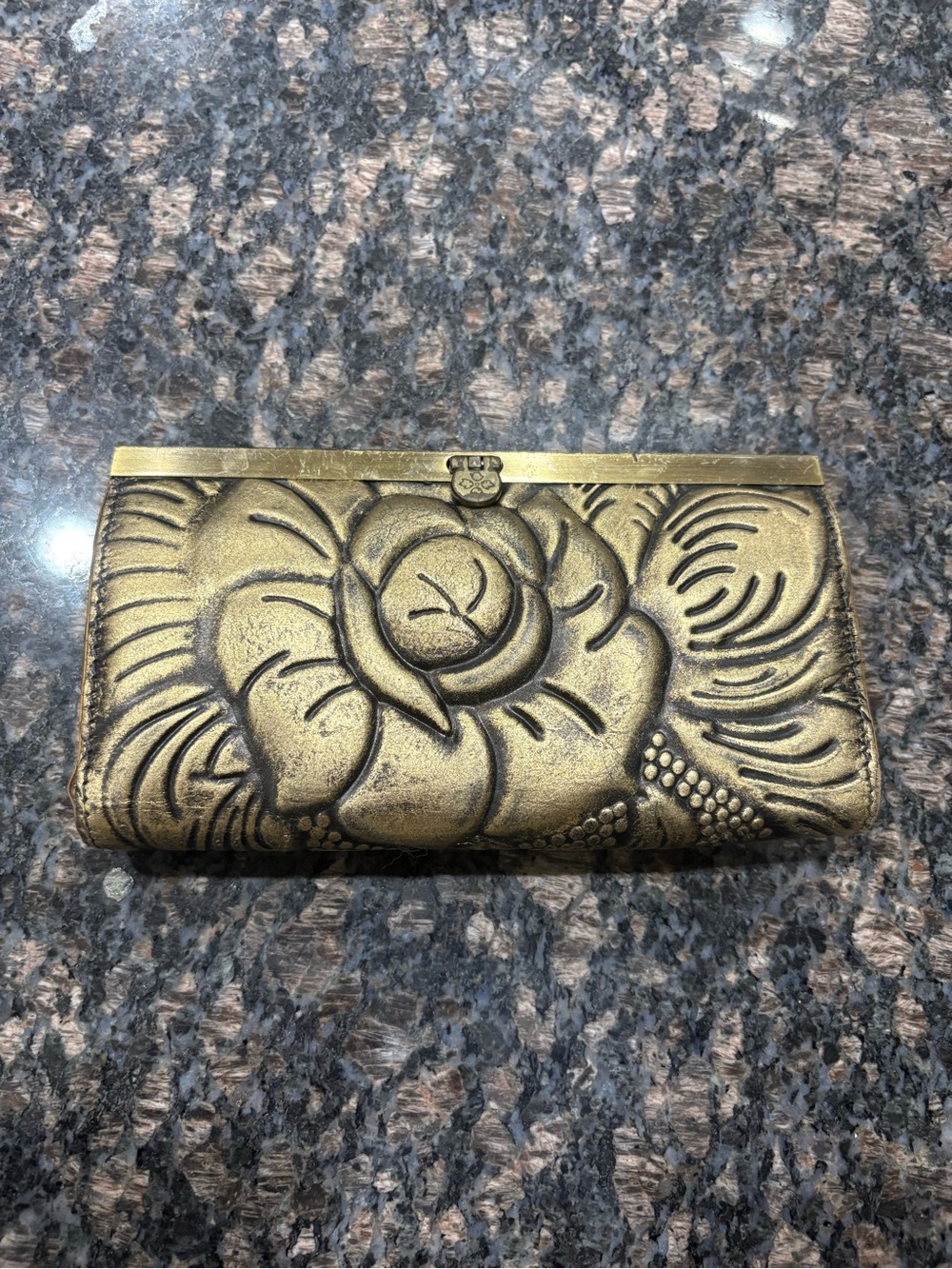Patricia Nash Gold Floral Embossed Women's Clutch Wallet